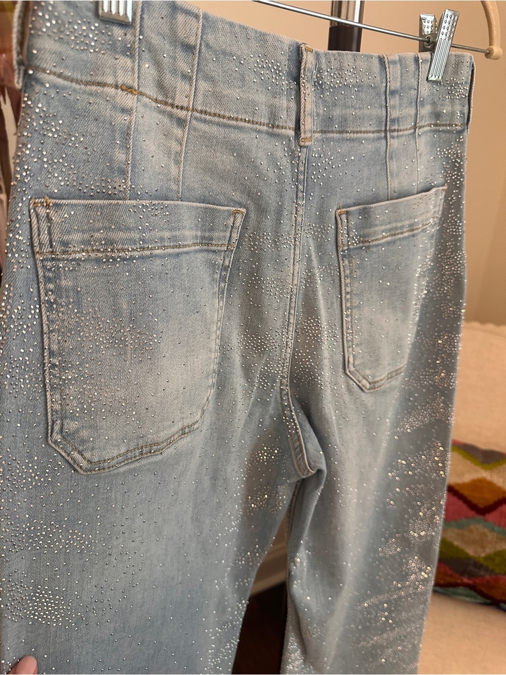 Anthropologie Maeve Colette Light Blue Wide-Leg Jeans with Sparkle Detail - Picture 7 of 8
